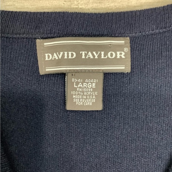 Men’s David Taylor L Large 42 - 44 V-Neck Sweater Vest Navy Blue Pullover NWOT - Picture 5 of 6